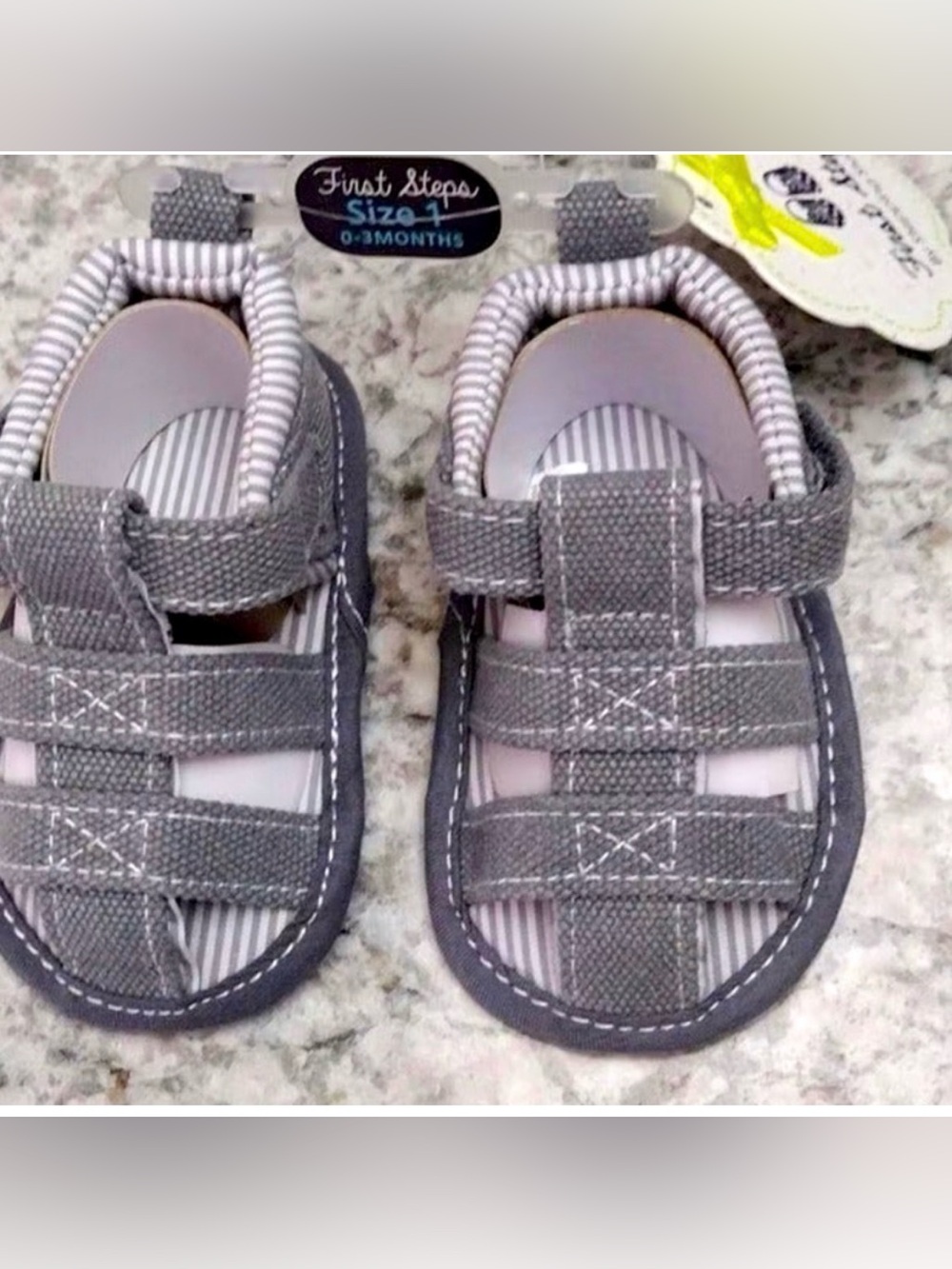 STEPPING STONES SOFT BOTTOM
VELCRO STRAP SHOES FOR BABY BOYS
GRAY SIZE:2(3-6M)